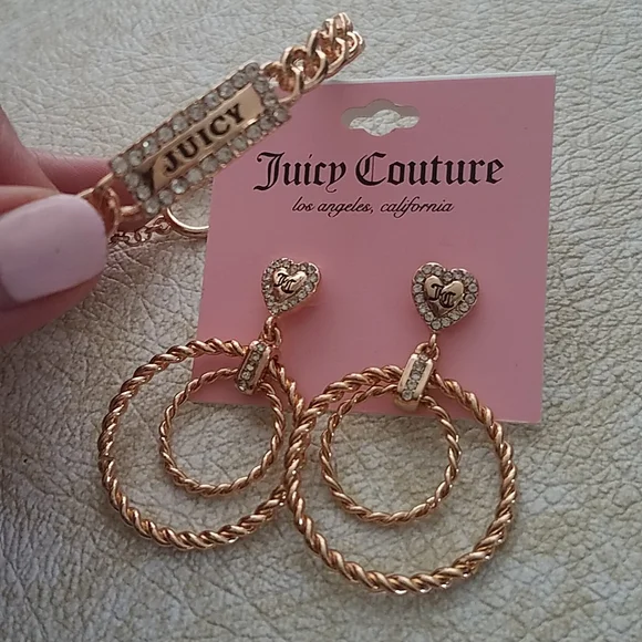 JUICY💛 COUTURE DOUBLE HOOP EARRINGS💛 - Picture 2 of 7